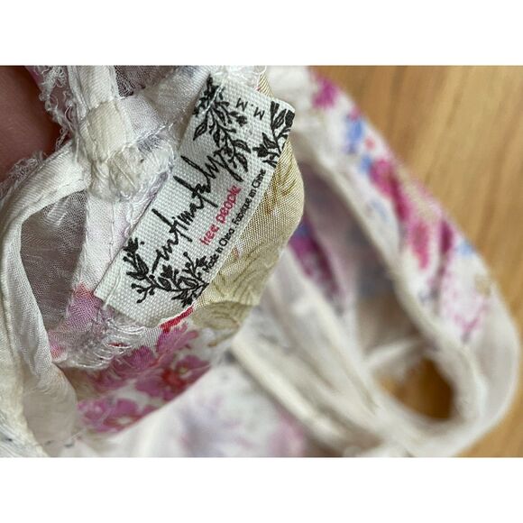 Free People Longwood Women's Dress Slip Lightweight Mini V-Neck M Purple Floral - Picture 8 of 9